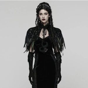 Punk Rave Gorgeous gothic feather cape